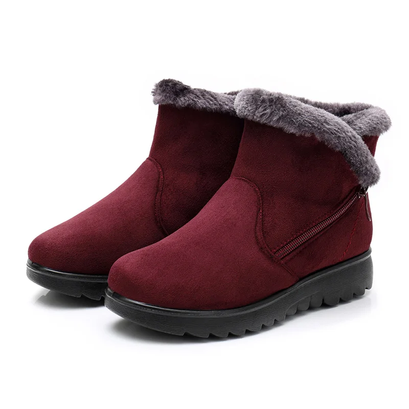 

SNURULAN invierno de piel de felpa corta caliente botas de nieve plataforma de talla grande botas de tobillo de Mujer Zapatos de