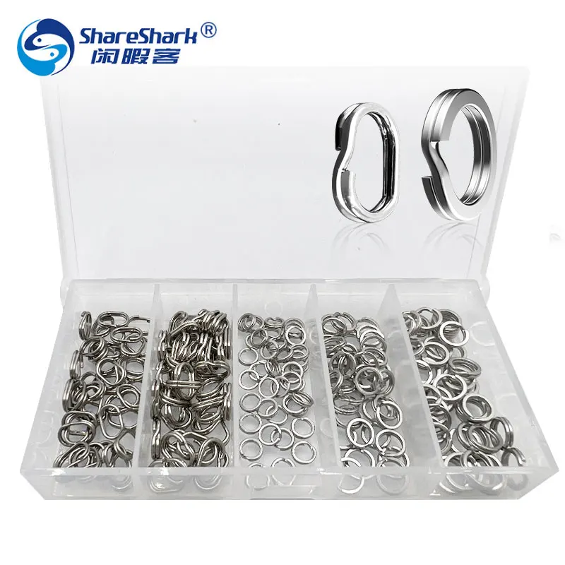 

200pcs/box Double Split Rings Heavy Duty Oval Stainless Steel Fishing Split Ring Lure Snap Carp Fishing Tackle Connector