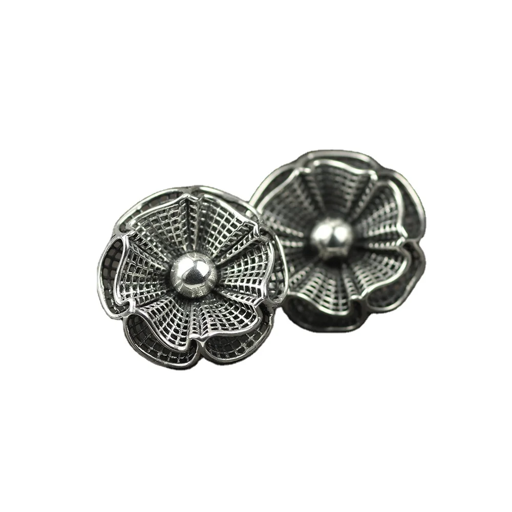 

Real Sterling Silver 925 Large Women Vintage Luxury Flower Stud Earrings