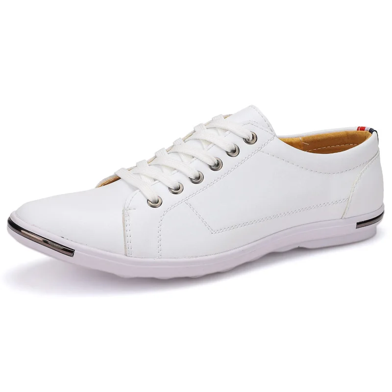 

Rubber White Men Flat Walking Driving Business Leather Casual Shoes