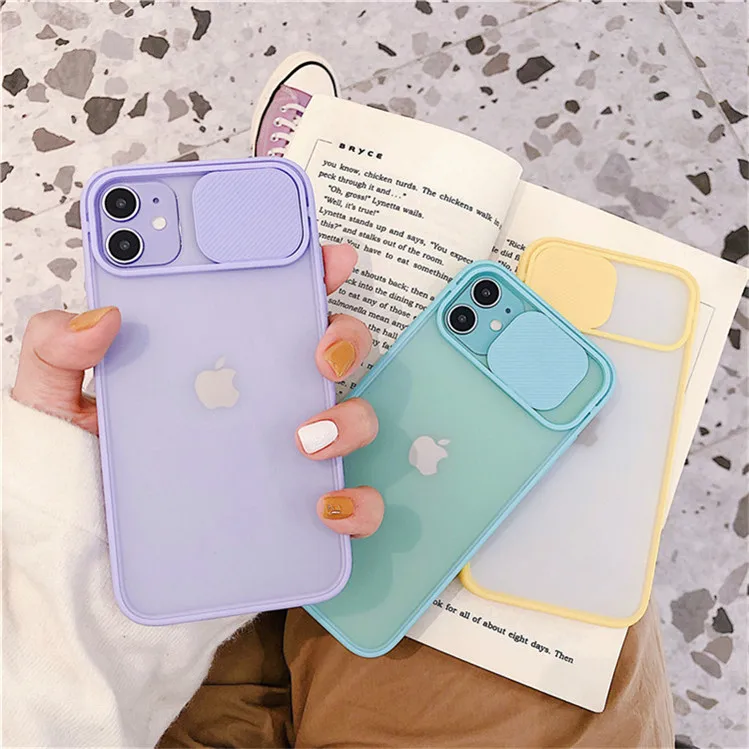 

New Design Camera Sliding Door Color Candy TPU Cell Phone Silicone Case For Apple 13 12 11 Pro Max 6 7 8 X XR SE