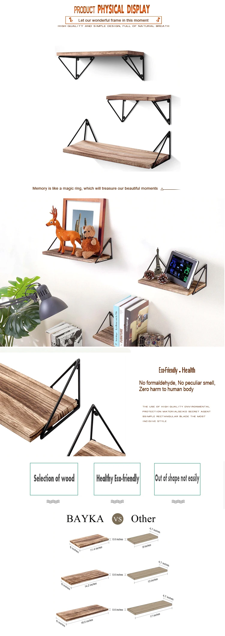 Bedroom Living Room Bathroom Kitchen Office Wall Storage Shelves modern designer Wall Mounted Floating