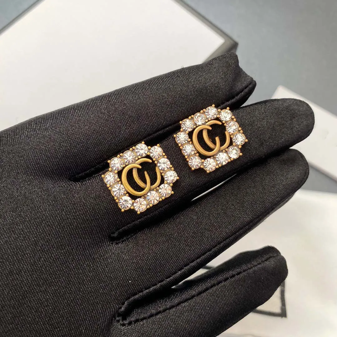 

European and American 2021 fashion rhinestone G earrings designer jewelry women earrings, Picture shows
