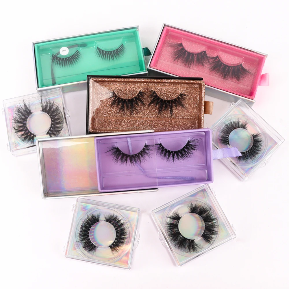 

2021 New trend faux mink lashes private label silk cruelty free eyelashes, Black