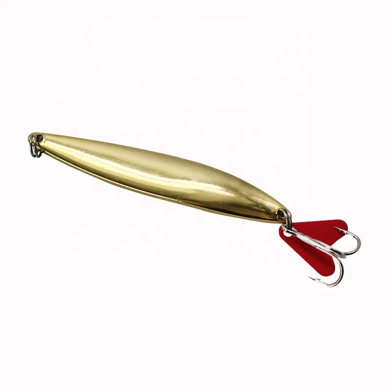 

Factory supply hard bait sequin lure red heart spoon metal bait with feathers treble hooks, Golden/silver