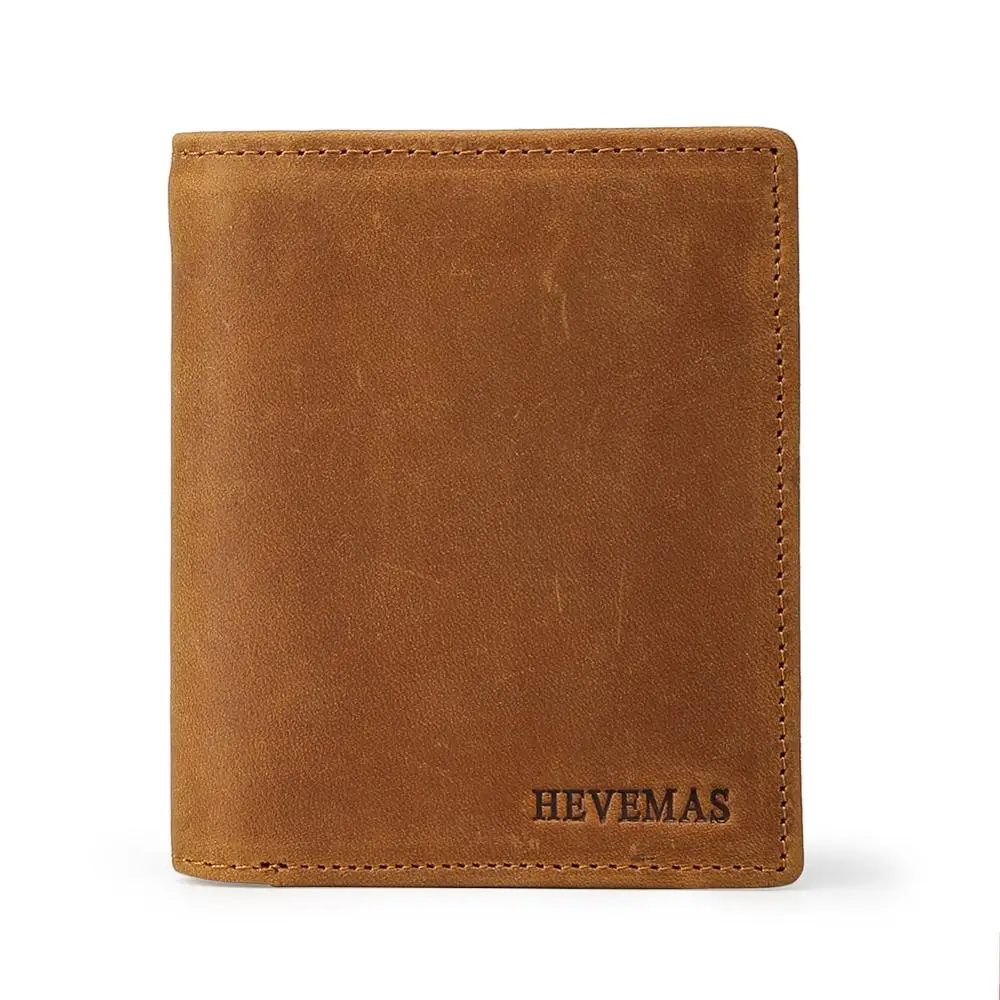 

TIDING Handcrafted Vintage Dark Brown Genuine Cow Leather short RFID Wallet With SIM Card Slot Mens Purse