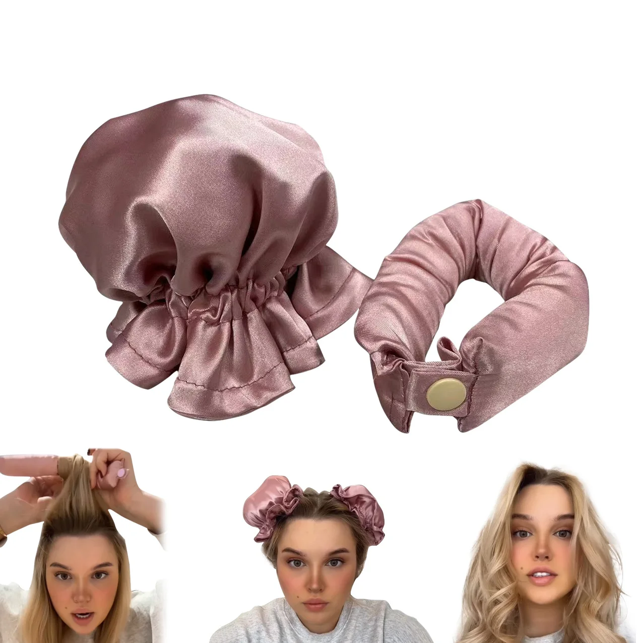 

New Arrival Soft Velvet Microfiber Hair Curler Heatless Scrunchies Ties Hair Pins Set Custom Logo