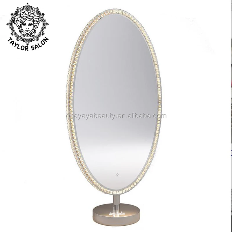 

Beauty salon furniture decorative oval mirror station double sided salon mirror led make up mirror, Diverse optional