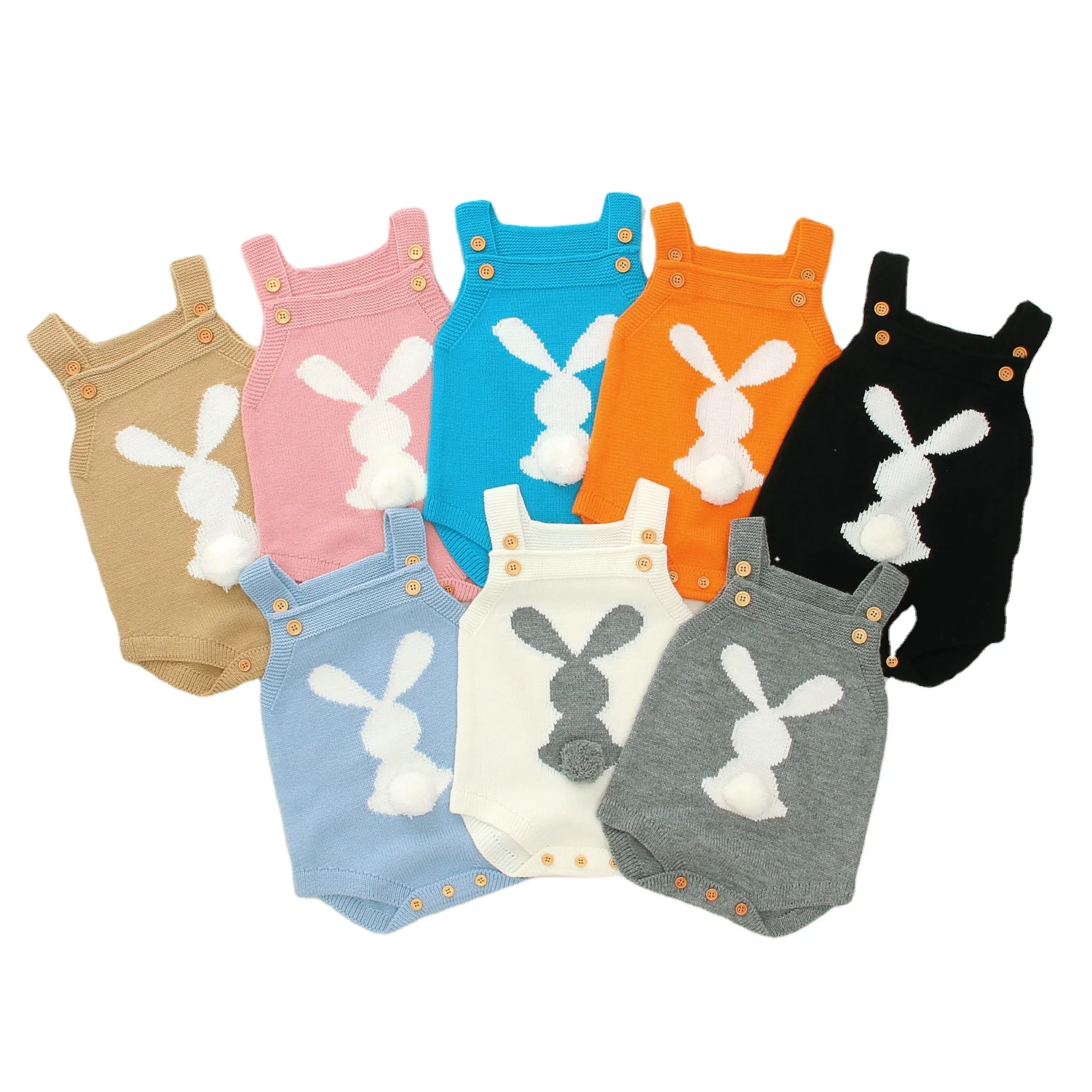 

100% Cotton Babies Clothes Baby Rompers Girl cute Rabbit Embroider Newborn Baby Rompers Factory Price, Mix color