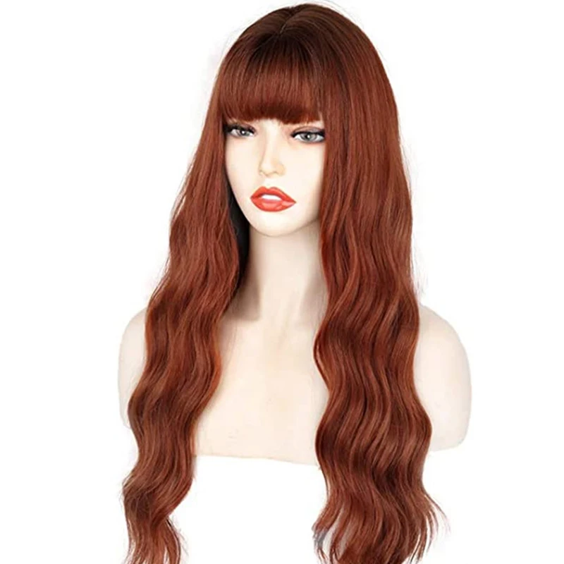 

Wholesale European And American Style Wig Human Long Color Water Curly Hair Bangs Wig Natural Human Hair