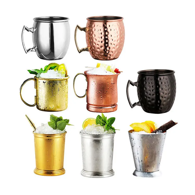 

Stainless Steel Cocktail Copper Moscow Mule Water Wine Mugs Cups With Logo Manufacturers, Customized colors acceptable