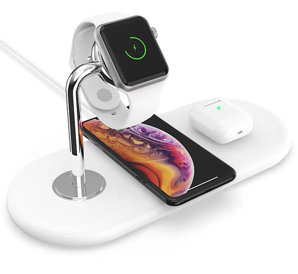 

Best Selling Portable Wireless Charger Station and 3 in 1 Qi Wireless Charging Pad 5 coils wireless charger, Black white