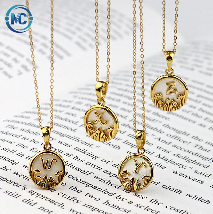 

925 Sterling Silver 18K GolPlated 26 Alphabet Initial Letter Necklace Shell Letter Necklaces for Women Jewelry 2021