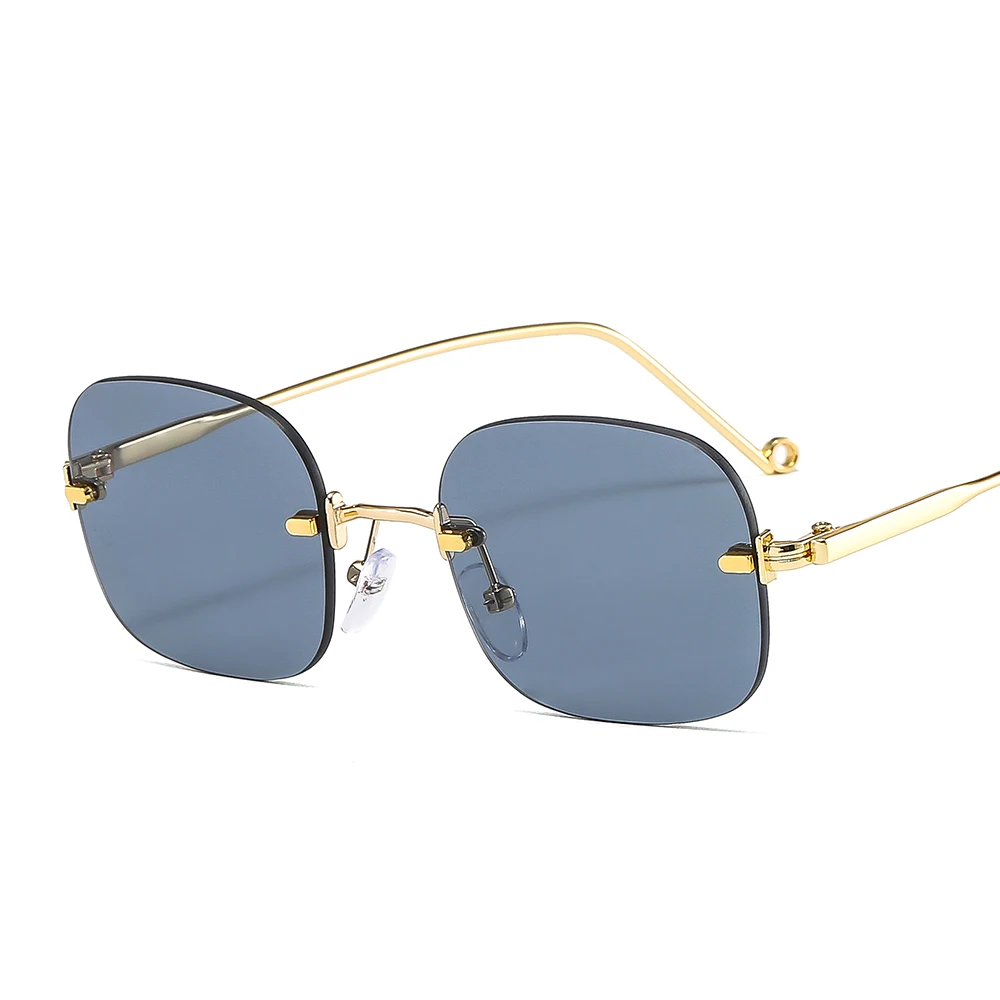 

2021 New Fashion Metal Square Sun Glasses Frameless Style Tinted Ocean Lens Sunglasses