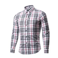 

Popular men's cotton long-sleeve slim plaid shirt