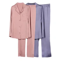 

High quality 2019 Hot sale 2 colors women pijama set long sleeve satin fashion silk pajamas women