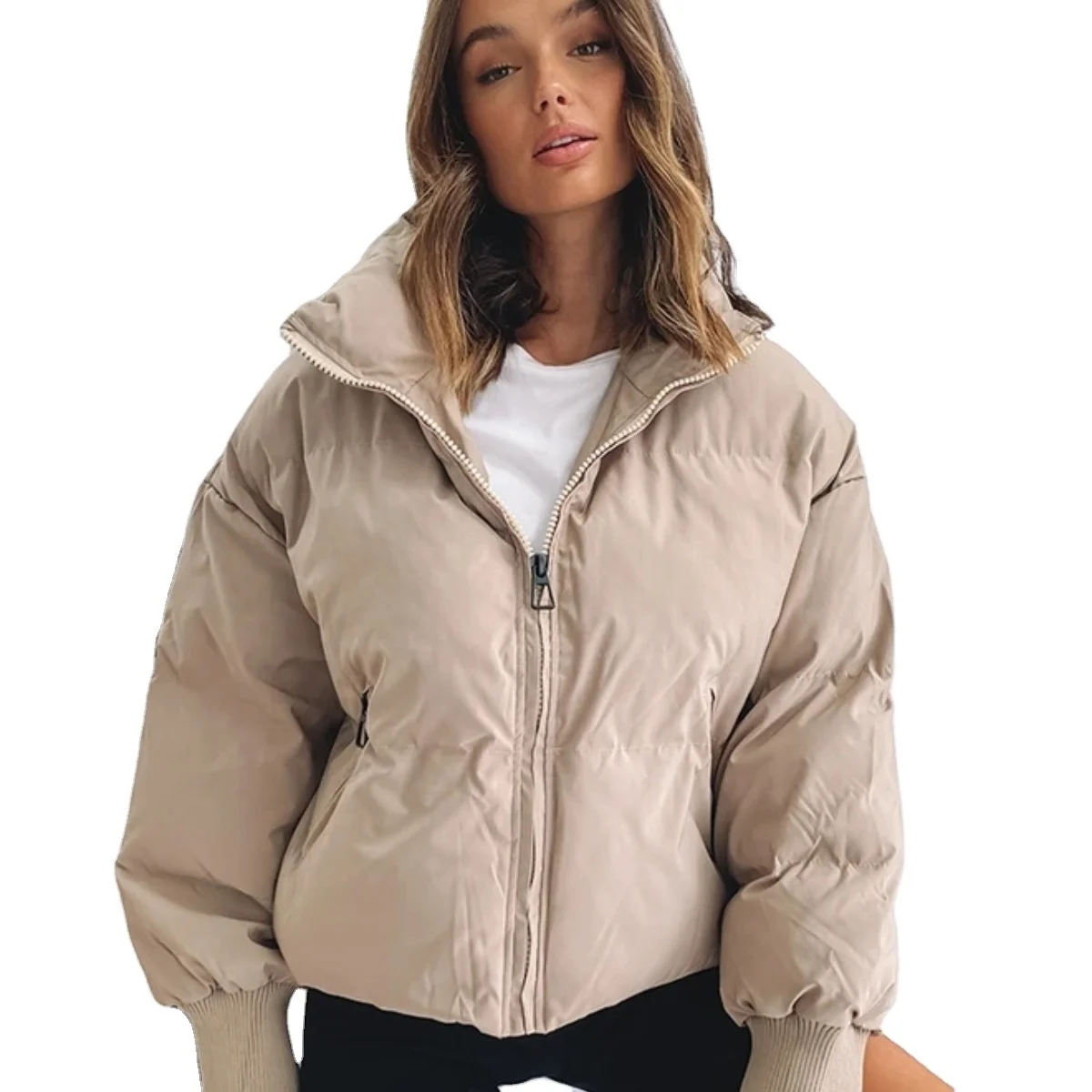 

New trendy sportswear zipper solid color women fall jackets