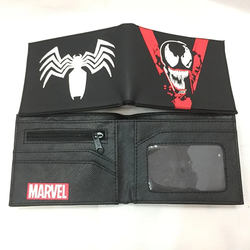 

Professional PU PVCWallets Supply Marvel Series Wallet Short Zipper Leather Purses for Men Women Student Gift Venom Wallet Money