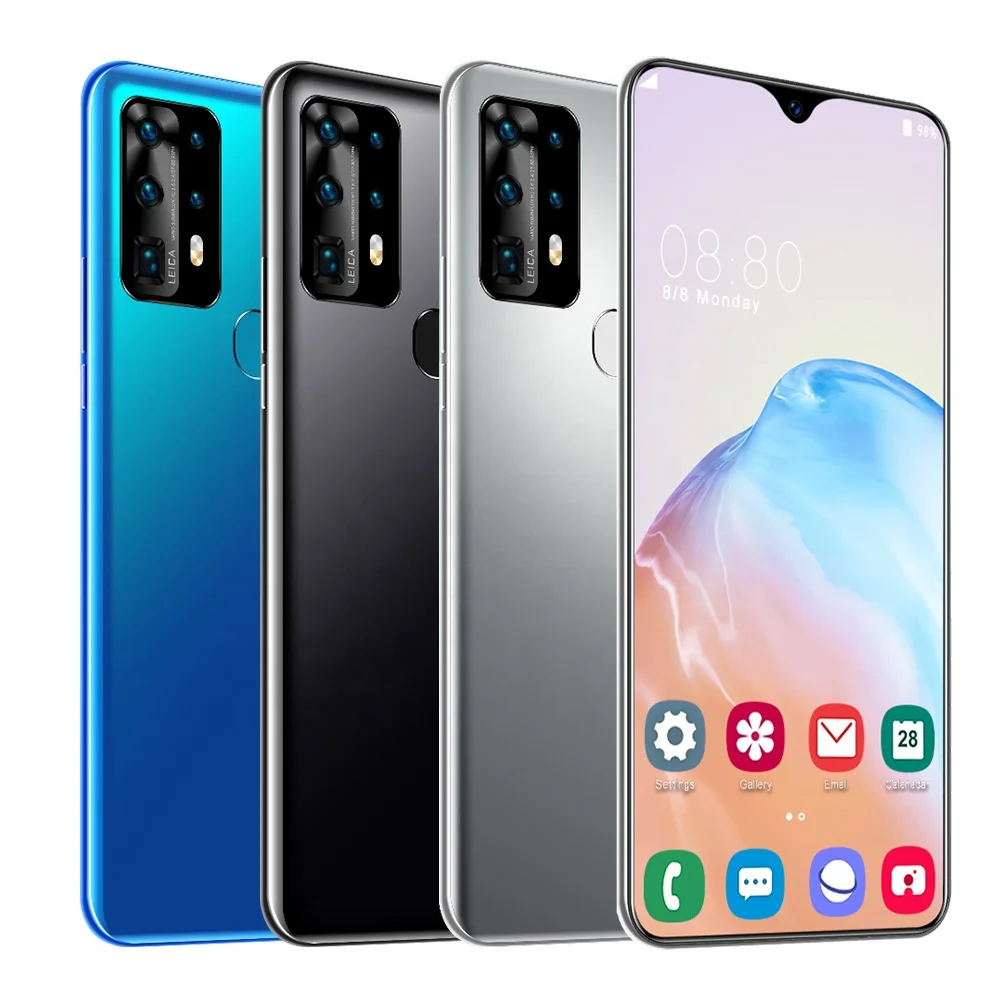 

6.7 inch smart cellphone Android P40Pro mobile phone screen MTK6580P four-core smartphone 8GB RAM 256GB ROM cell phone