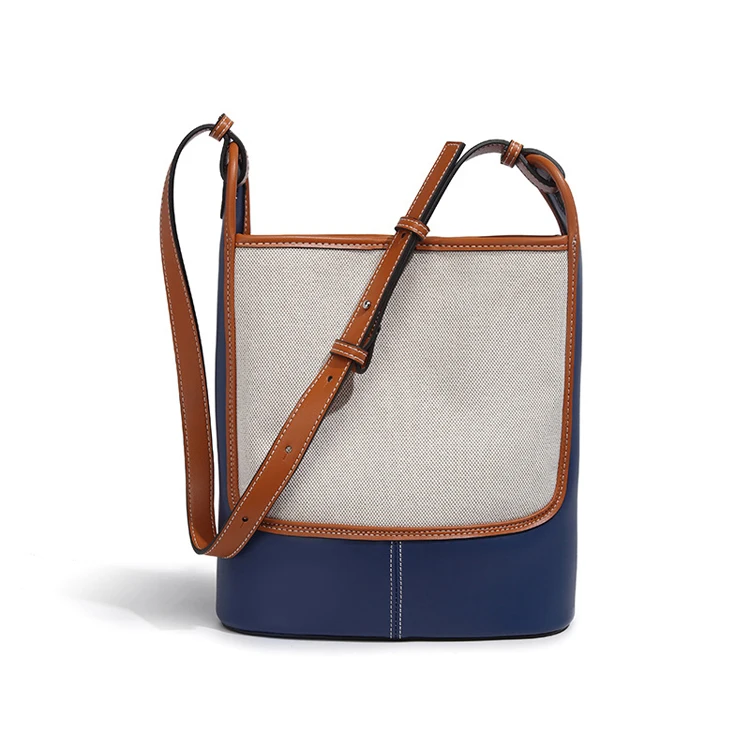 

New fashion Colombia design long barrel bag polyester handbag shoulder, Blue, brown