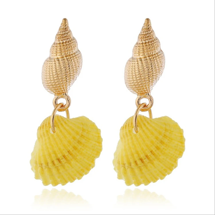 

Bohemian style seaside holiday golden shell earrings alloy shell earrings natural shell fashion jewelry earrings, As the picture show