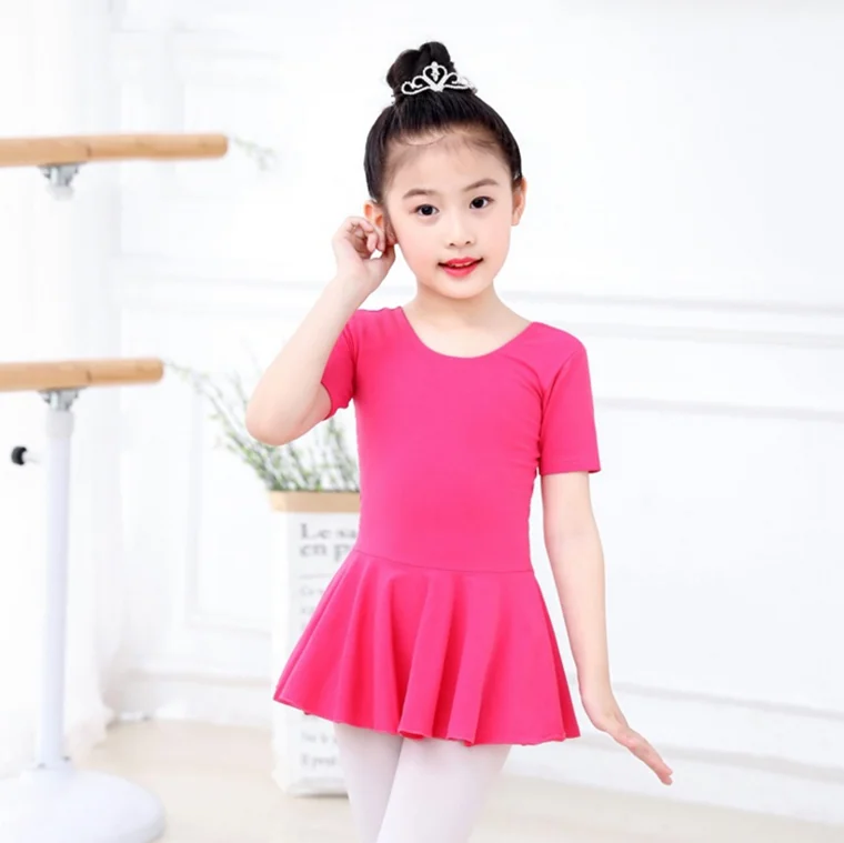 

wholesale Short sleeve cotton Children's Clothing Long Gymnastics Leotard Latin Dance dress