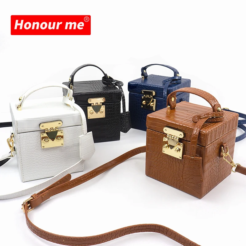 

Trendy hand bag Lady And Girls Purses crocodile pattern bag colorful luxury cube box shoulder handle handbags summer purses 2021, Any colors