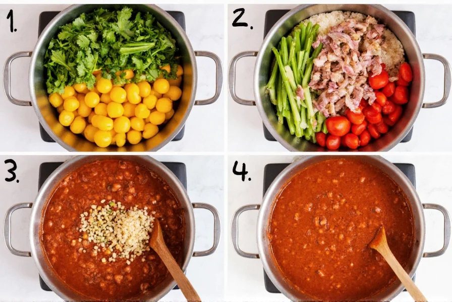 Step-by-step preparation of healthy chili with fresh vegetables and lean protein sources