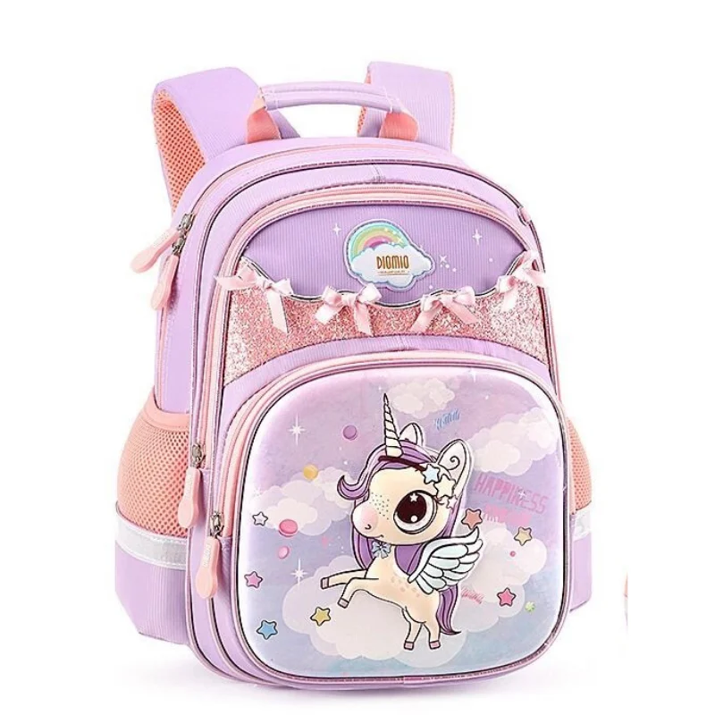 

B913-009 Unicorn Kids Girl Bookbags Backpacks Bright Quicksand Kindergarten Tow Rope School Bag
