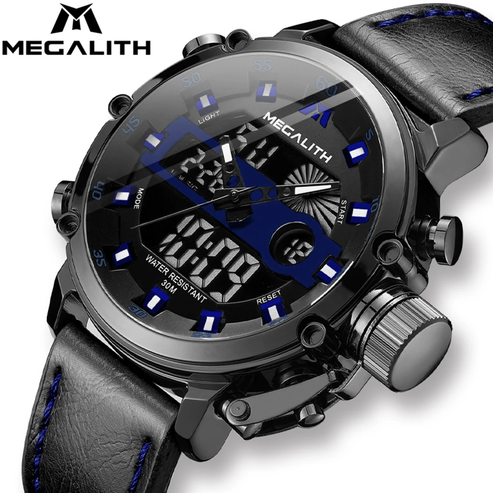 

MEGALITH Sport Casual LED display quartz movement multifunctional factory bottom price younger man wrist watch