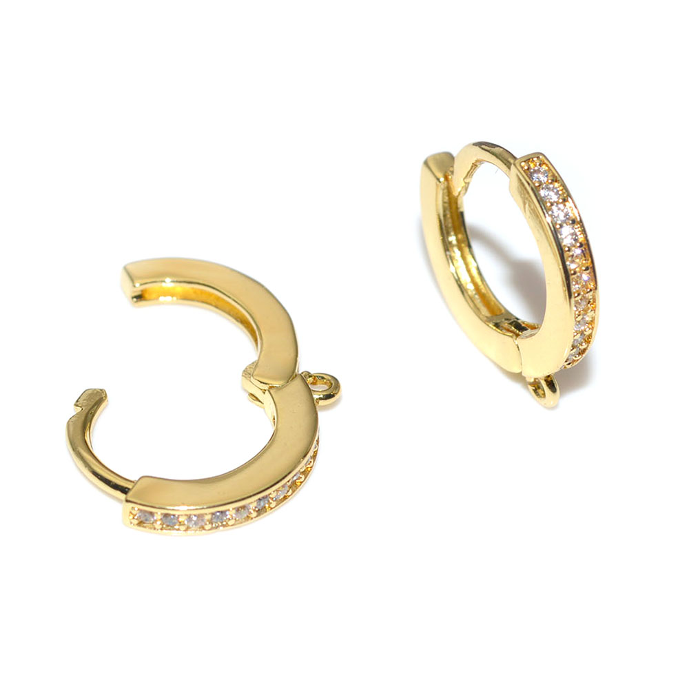 

Clear CZ Zircon Micro Setting Round Shape Hoop Earring Hooks Jewelry Findings