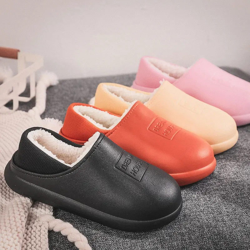 

Indoor Home Winter Slippers for Women and Children Anti-slip Warm and Soft Bedroom Slippers Cotton Slides, Yellow/grey/black/pink/orange