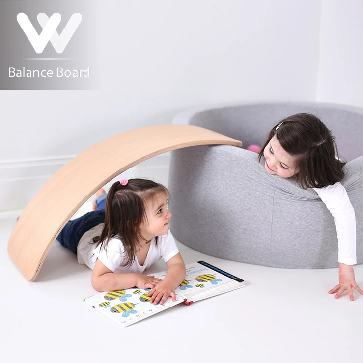 

Winning New Wooden Balance Board For Kids Rocker Wobble Yoga Curvy Seesaw Board Natural Wood Montessori Toys Games For Toddlers, Natural wood/rainbow colors/oem