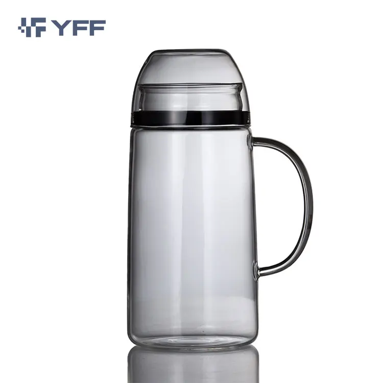 

Water Tea Carafe Pitcher Jug Large Capacity High Borosilicate Glass with Handle Spout Bamboo Stainless Steel Lid 1000ML 1800ML, Transparent
