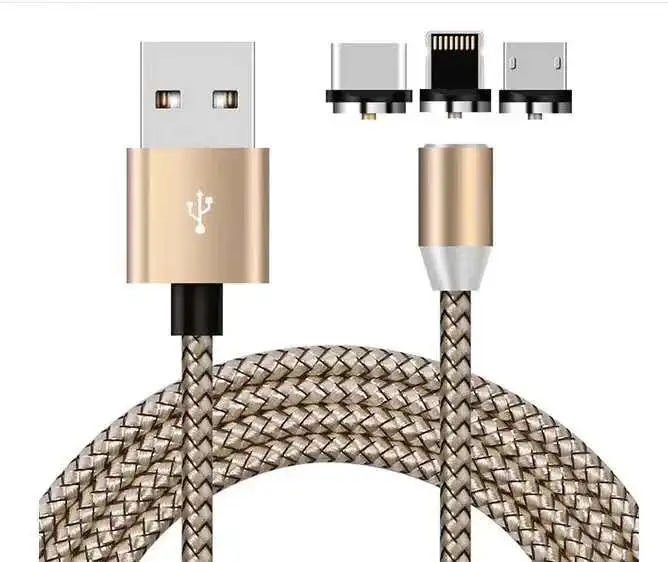 

3 In 1 Magnetic USB Fast Charging magnetic data cable for mobile phones, Black red sliver golden