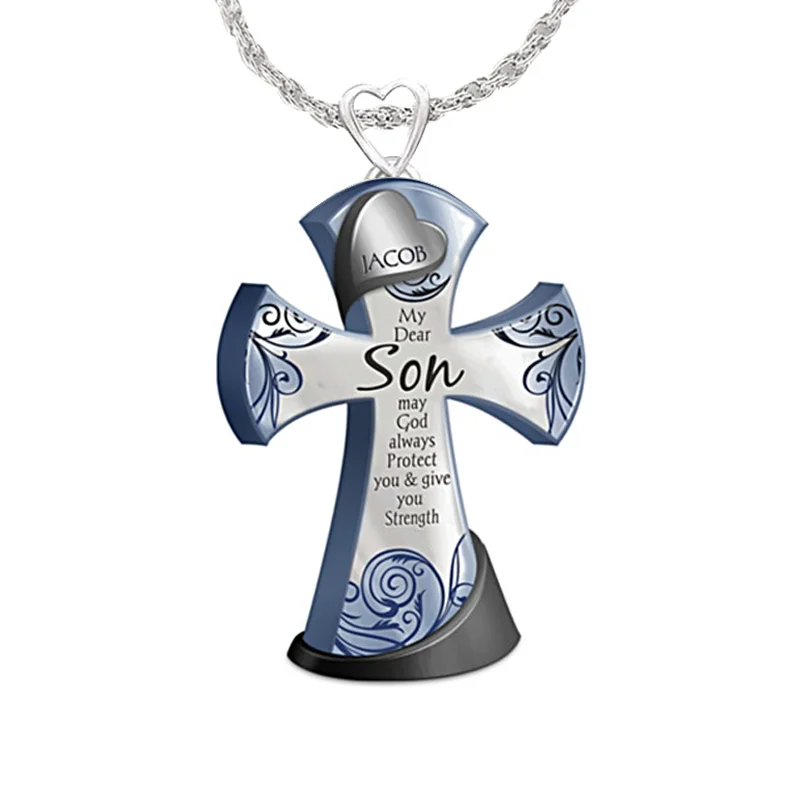 

European and American new children's cross necklace religious pendant is the best gift for son