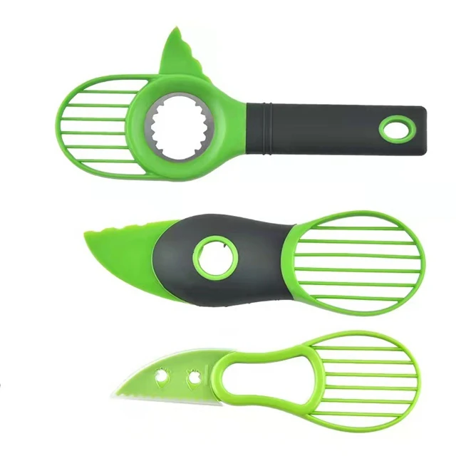 

J744 Multi-function Kitchen Tools Shea Corer Butter Peeler Cutter Knife Plastic 3 In 1 Pulp Separator Avocado Slicer