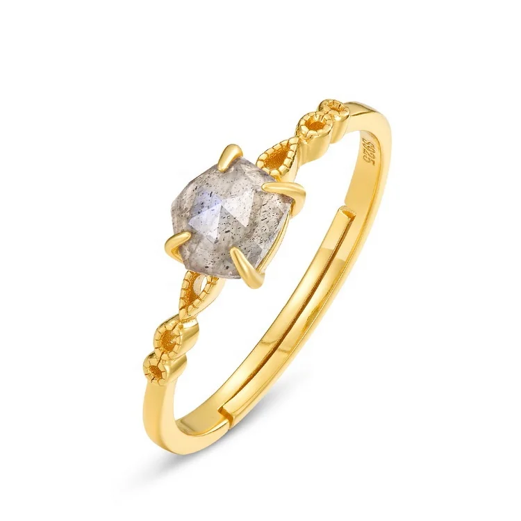 

Fashion Jewelry Lady Personality Ring Irregular Gemstone Labradorite Ring, Picture