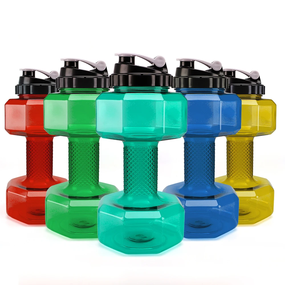 

OEM Private Label Customize Logo Plastic Gym Sport Half Gallon Dumbbell Water Bottle, Customerized