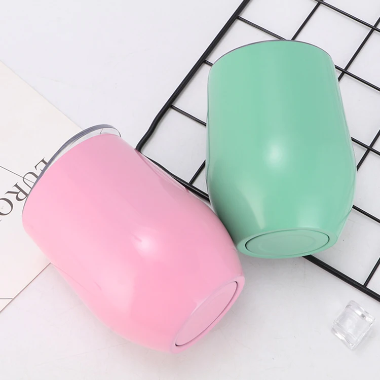 

Amazon Best 12oz stainless steel short travel mug with Lid, Silver , red, gold, pink