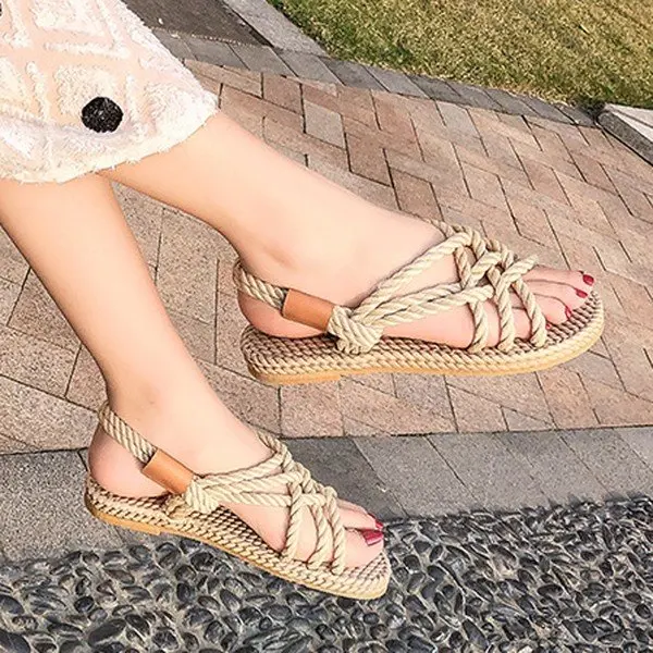 

Women Summer Shoes Braided Rope With Traditional Casual Style And Simple Creativity Fashion Sandals