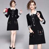 

2019 Autumn Classic Little Black Skirt Women Casual Korean Ladies Jersey Dresses For Women