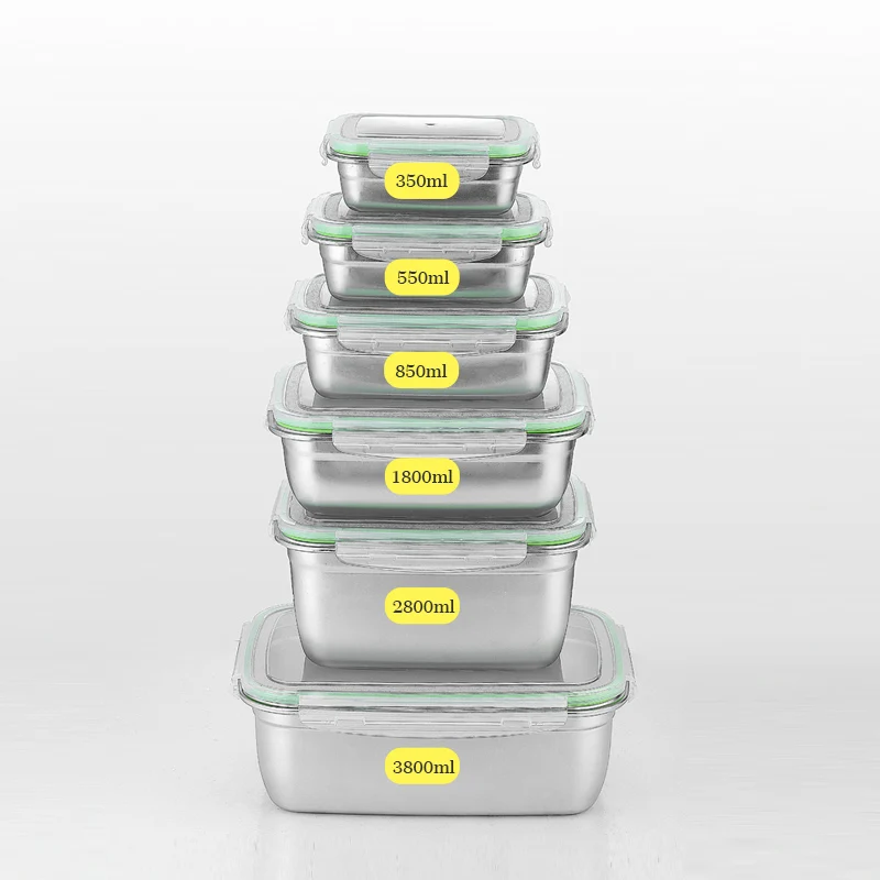 

Stainless steel 304 fresh-keeping food storage container lunch box with plastic lid and lock