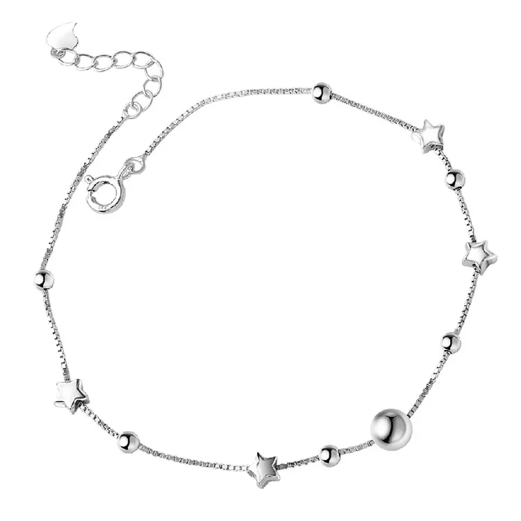 

Fashion Star Chain For Women Anklet Hot Sale 925 Sterling Silver Anklets Bracelet For Women Foot Jewelry Anklet On Foot, Silver color