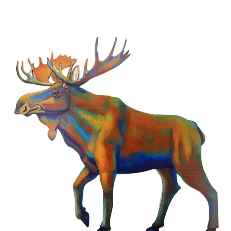 

Home Decor MDF Wall Moose Colorful Decor Print Hanging Board Ornaments Wall Decor Art Craft