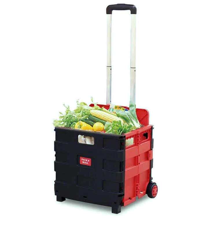 Hand Push Seat Trolley Carts Cart With Wheels Carry Vegetable Folding ...