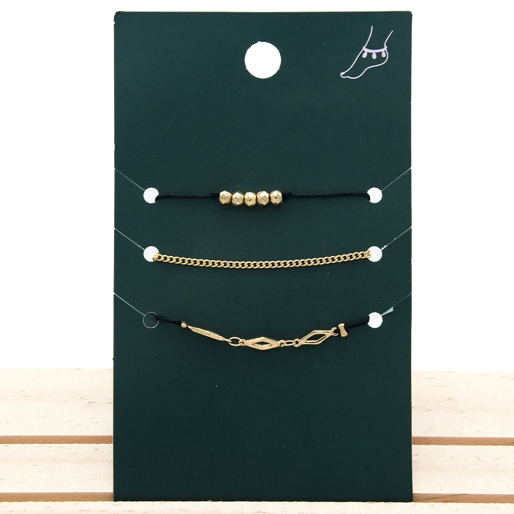

Veijer Trendy Anklets Sets Geometry gold plated anklets Gold Anklets Chains For Women