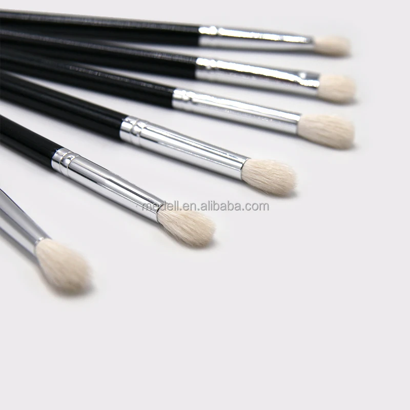 

professional private label customized wood handle soft synthetic hair eyeshadow blending brush 6pcs makeup brushes, Black