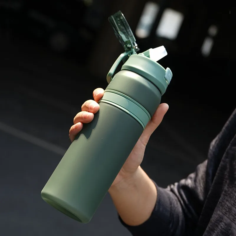 

6 Colors Portable Tritan Material Water With Straw Outdoor Sport Fitness Drinking Bottles Durable Plastic Bottle