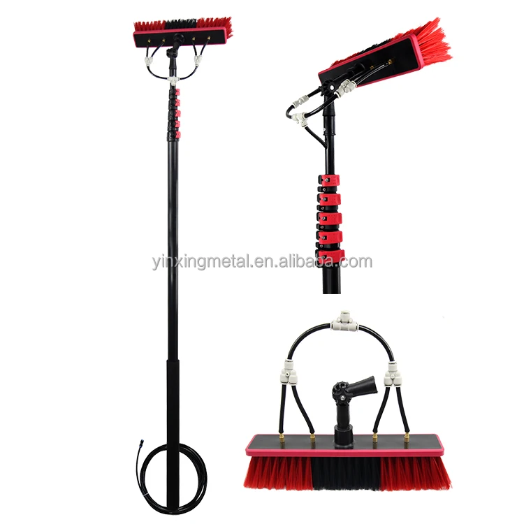 

Extentool 6m Water Pipe Extension Solar Panel Wash Cleaning Brush with Water Fed Pole Clamps, Black